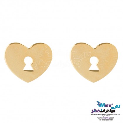 Gold Earring - Heart Lock Design-ME0674